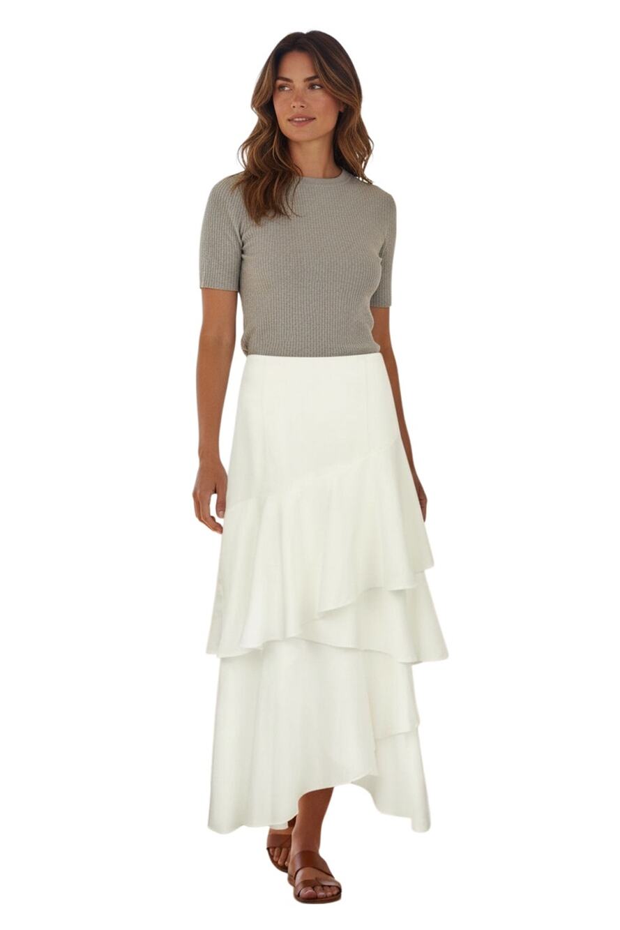 Vintage Collection Ivory Ruffle Maxi Layered Skirt Western Tulle Size M